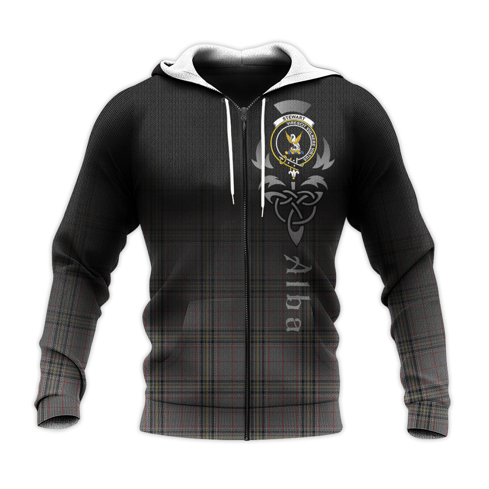 Printivon Stewart Grey Tartan Crest Alba Celtic Hoodie
