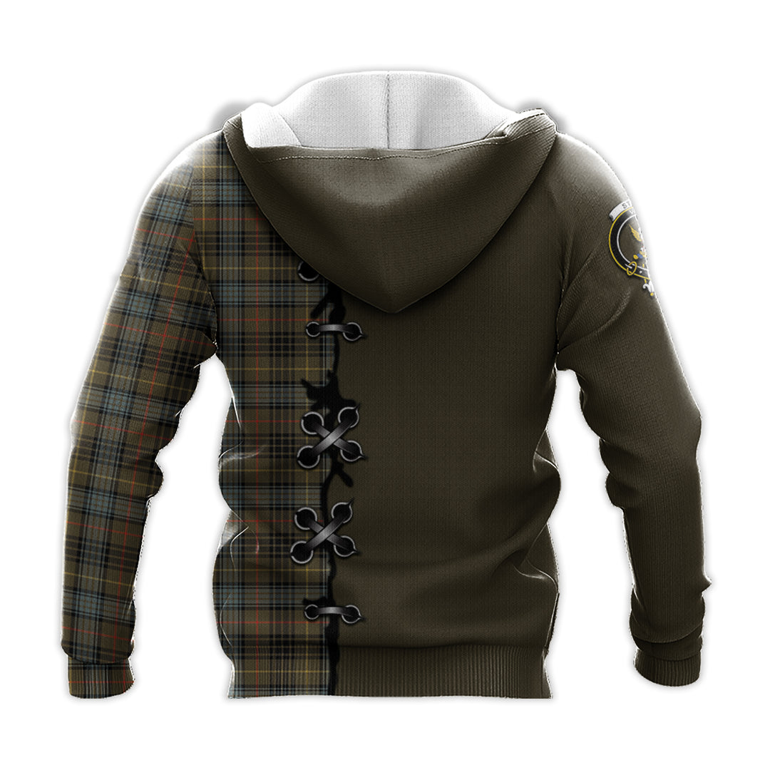 Printivon Stewart Hunting Weathered Tartan Hoodie Lion Rampant And Celtic Thistle Style