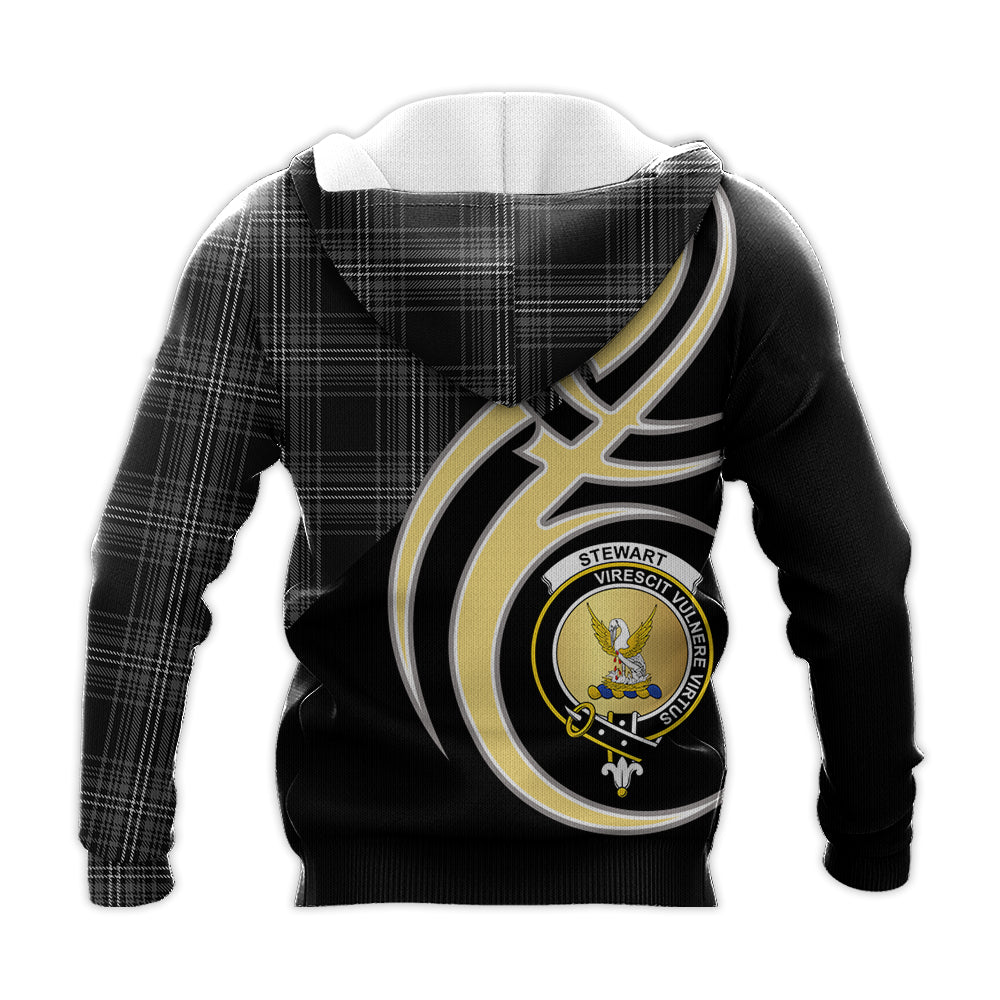 Printivon Stewart Mourning Clan Believe In Me Crest Tartan Knitted Hoodie Custom Your Text