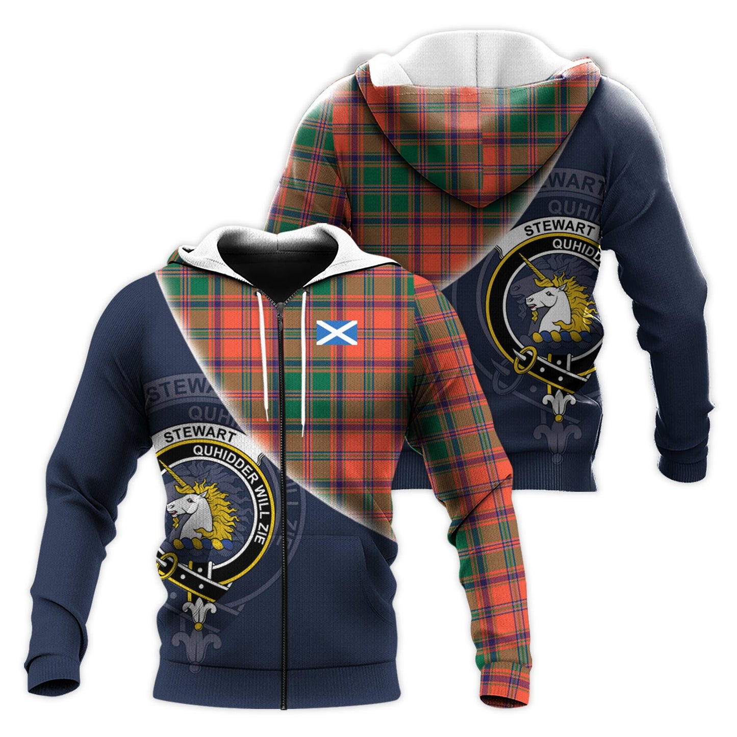 Printivon Stewart Of Appin Ancient Tartan Scottish Crest Hoodie