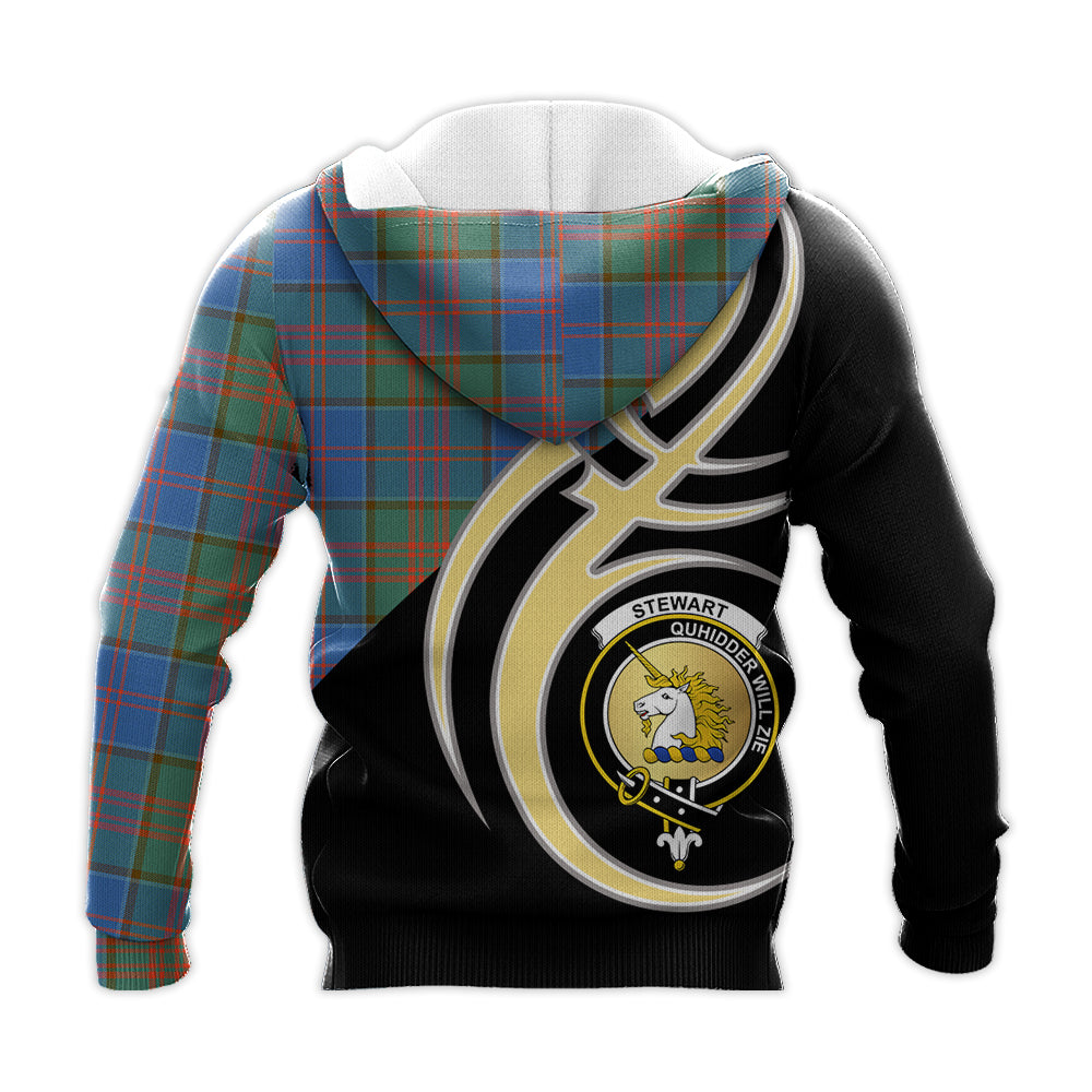 Printivon Stewart Of Appin Hunting Ancient Clan Believe In Me Crest Tartan Knitted Hoodie Custom Your Text