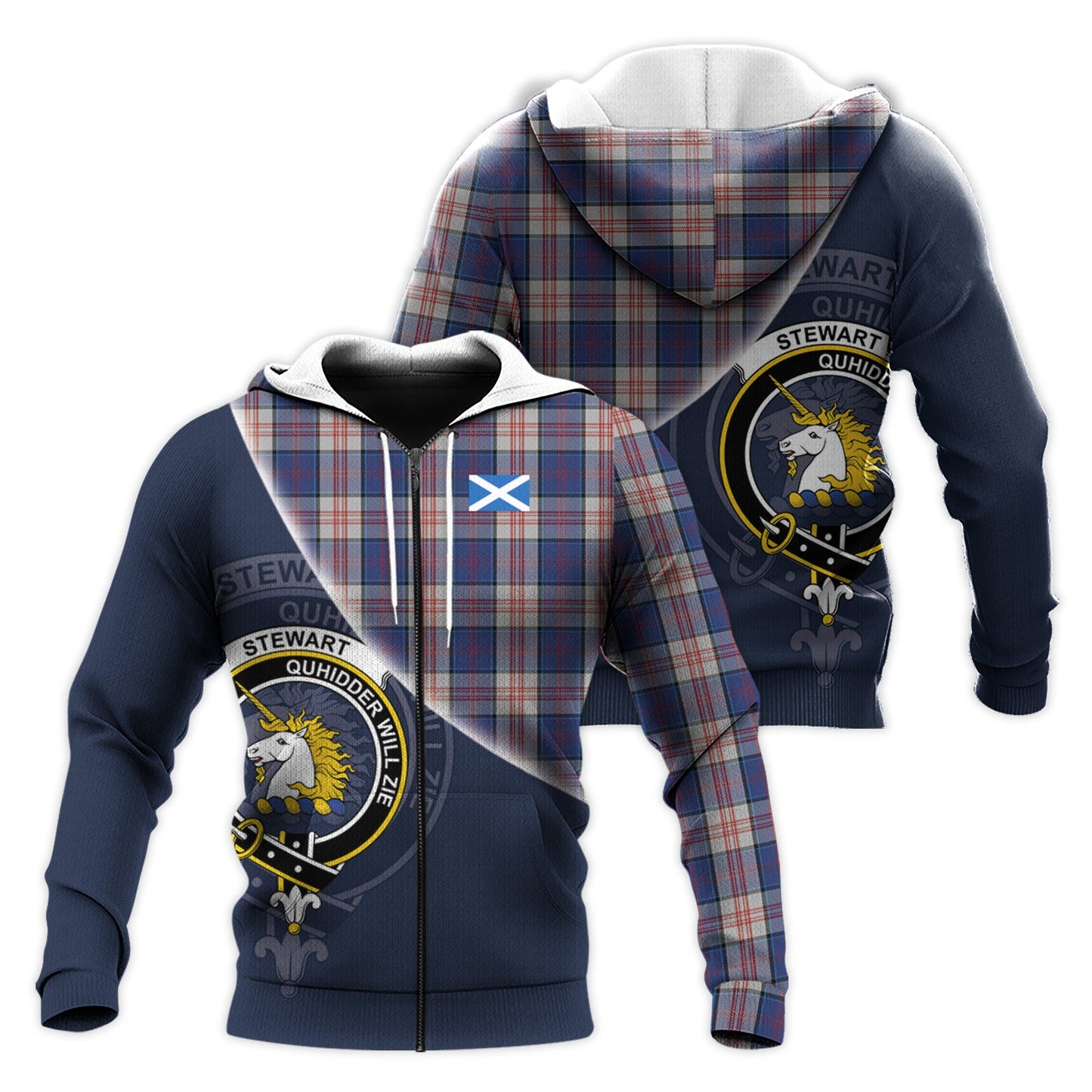 Printivon Stewart Of Appin Hunting Dress Tartan Scottish Crest Hoodie