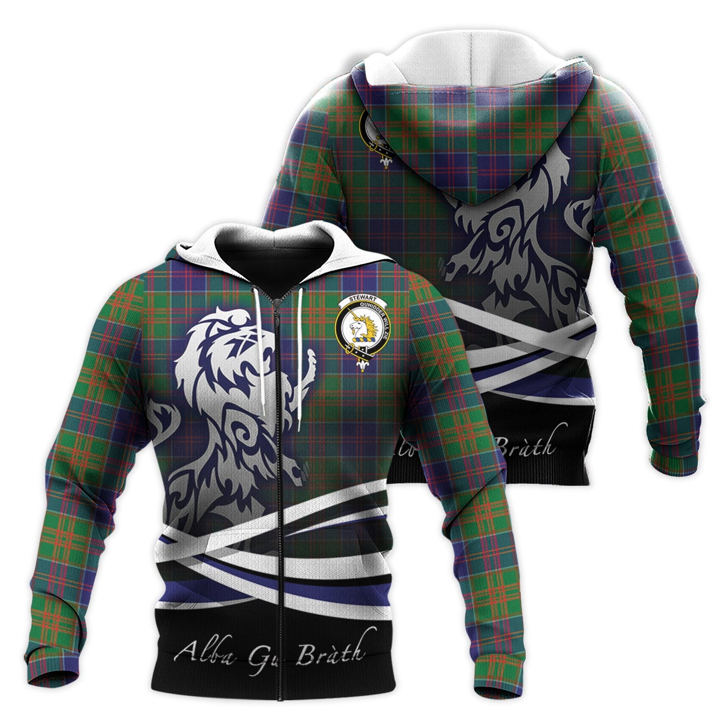 Printivon Stewart Of Appin Hunting Modern Tartan Scottish Lion Hoodie