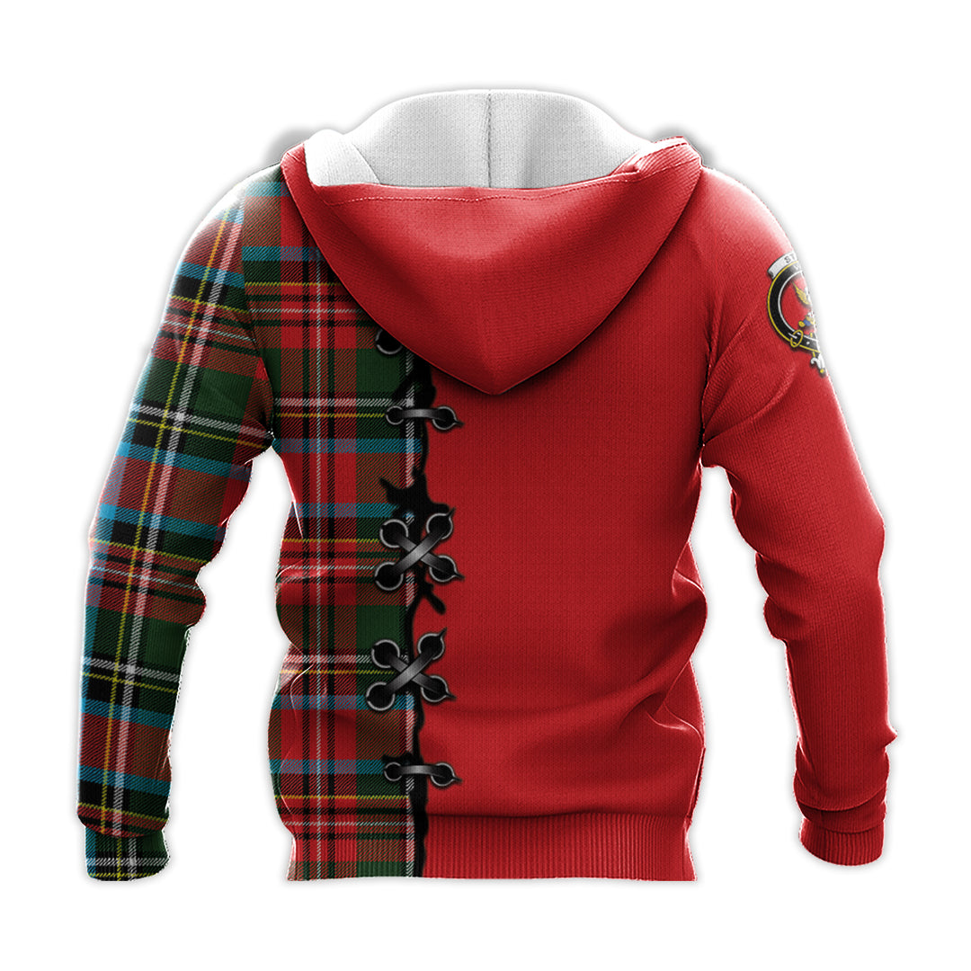 Printivon Stewart Royal Tartan Hoodie Lion Rampant And Celtic Thistle Style