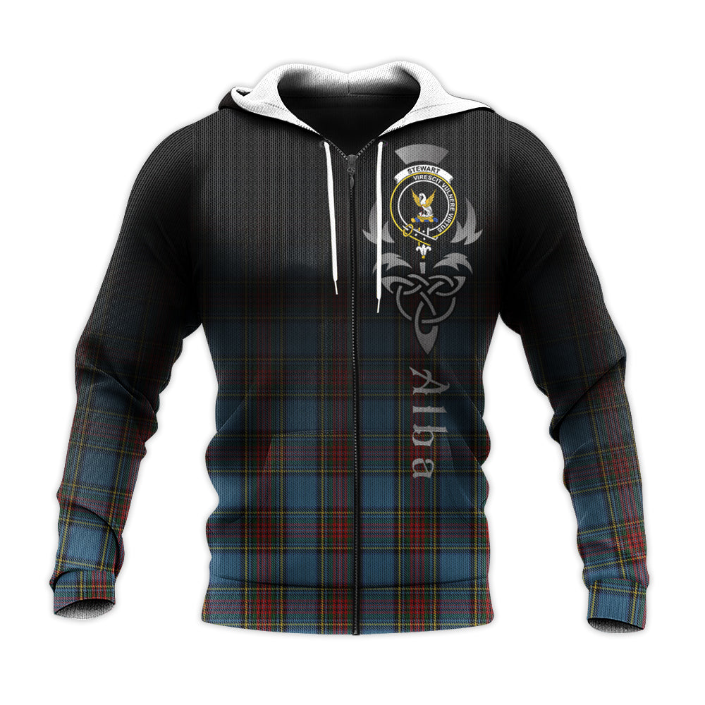 Printivon Stewart Royal Blue Tartan Crest Alba Celtic Hoodie