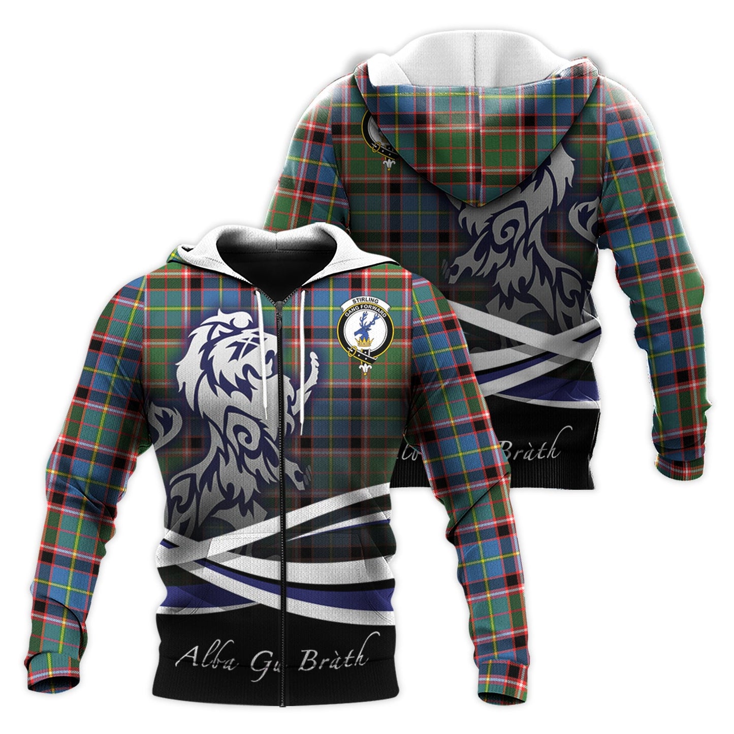 Printivon Stirling Bannockburn Tartan Scottish Lion Hoodie