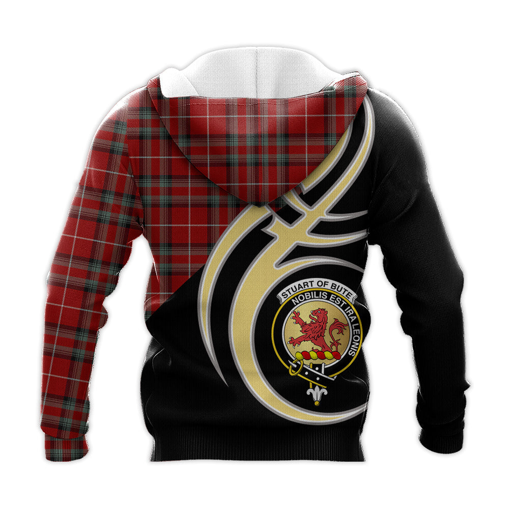 Printivon Stuart Of Bute Clan Believe In Me Crest Tartan Knitted Hoodie Custom Your Text