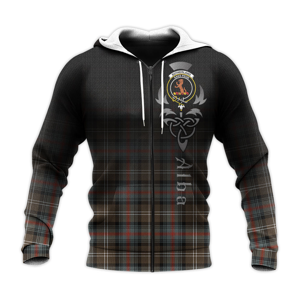 Printivon Sutherland Weathered Tartan Crest Alba Celtic Hoodie