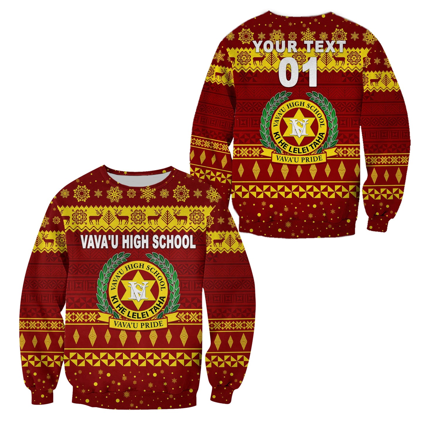 Custom Personalised Vava'u High School Christmas Sweatshirt Simple Style Maroon