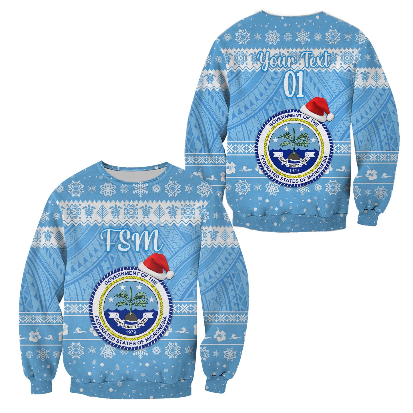 Custom Personalised Federated States of Micronesia Christmas Sweatshirt Simple Style FSM Seal