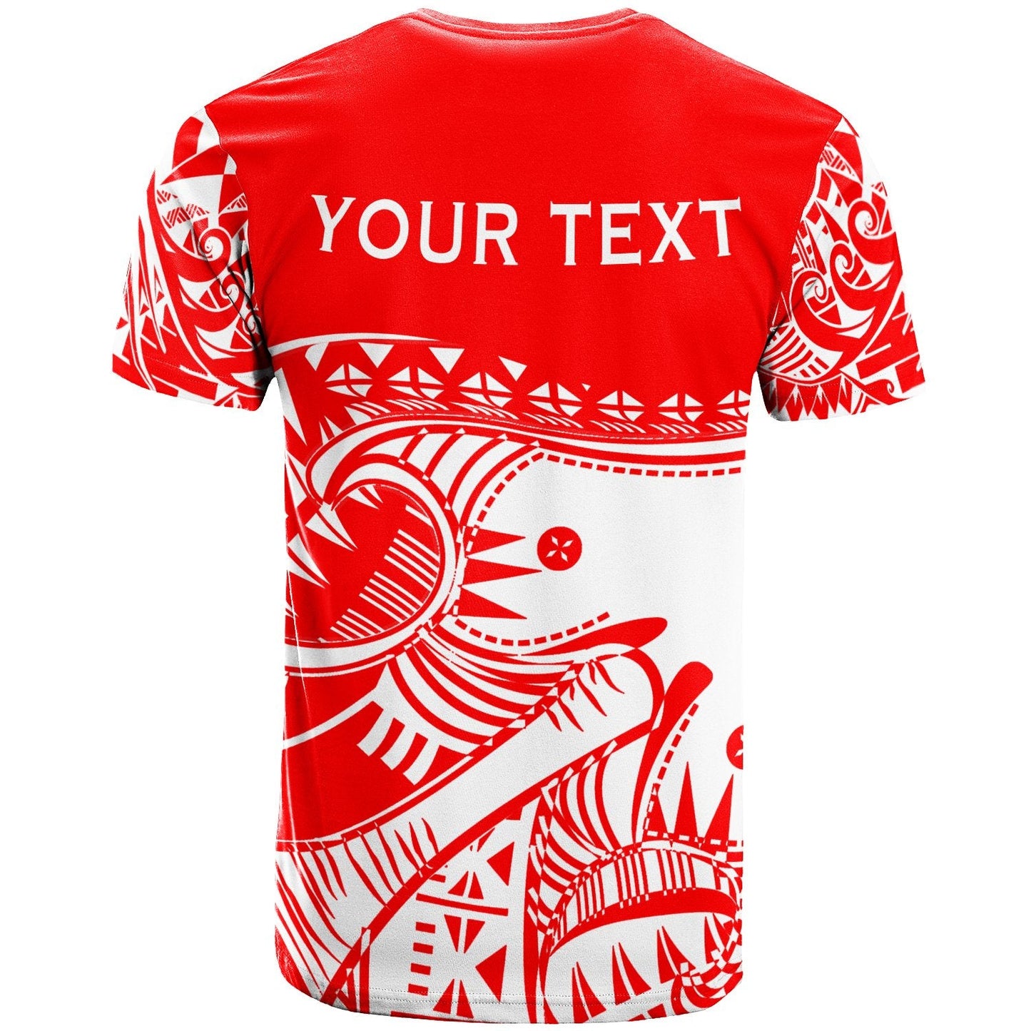 Tonga Custom Personalised T - Shirt - Youthful Dynamic Red White Color