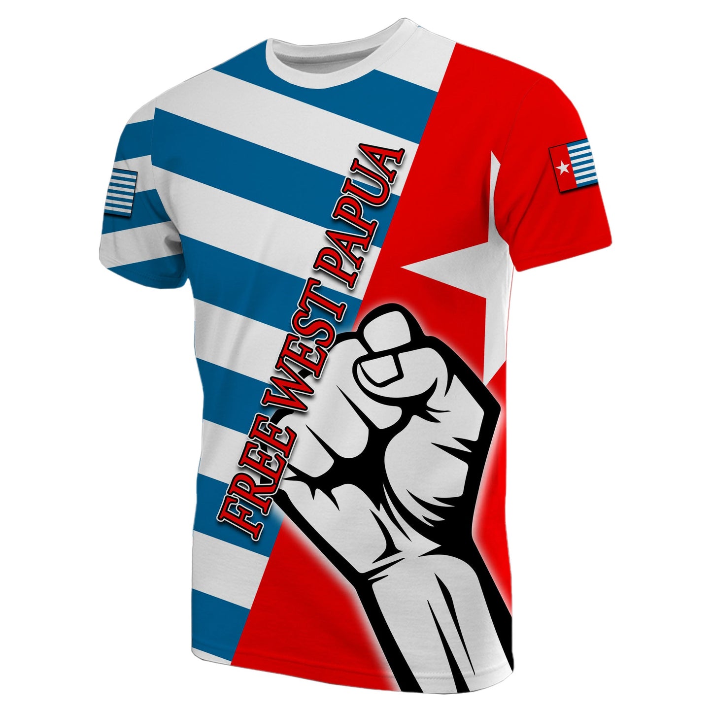 Free West Papua T Shirt Clenched Hands Flag