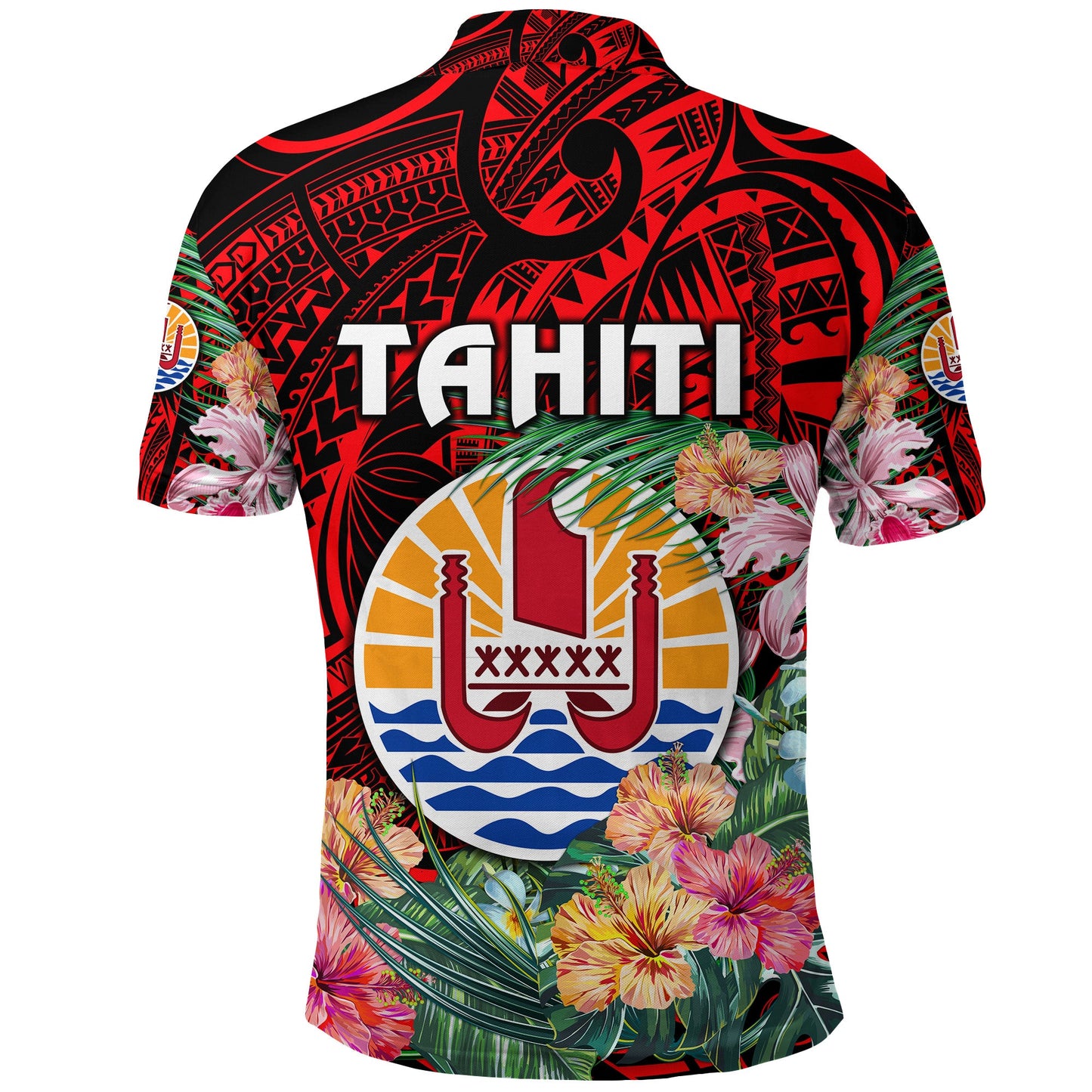 Custom Personalised Tahiti Polo Shirt French Polynesia Simple Vibes - Red