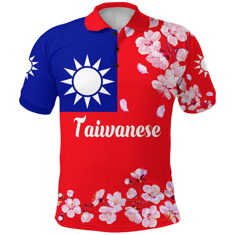 Taiwanese Polo Shirt Taiwan Plum Blossom Flag Vibes