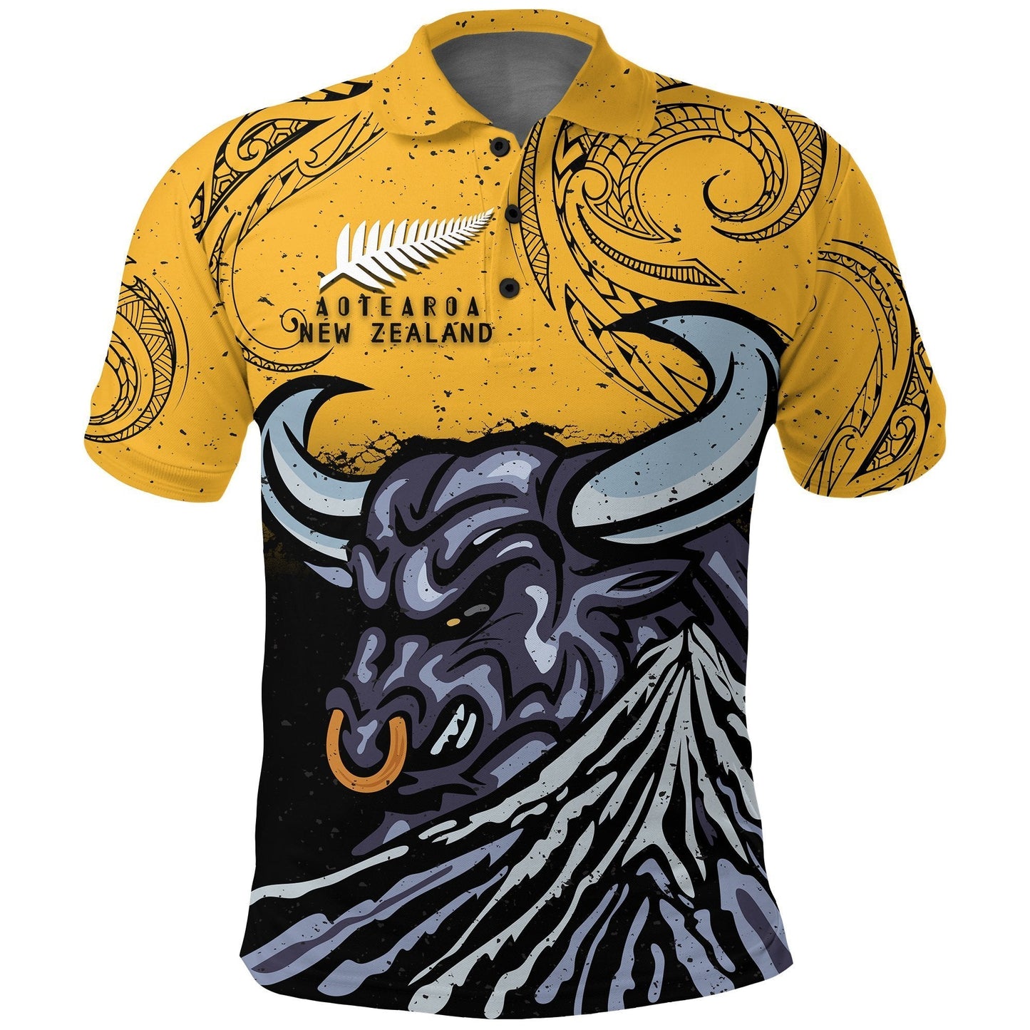 New Zealand Taranaki Polo Shirt, Maori Bull Golf Shirt