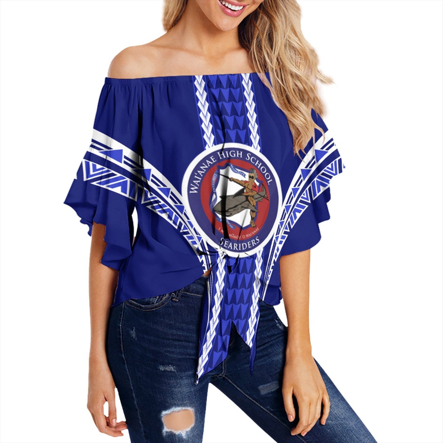 Hawaii - Waianae High Football Jersey Off Shoulder Waist Wrap Top - AH