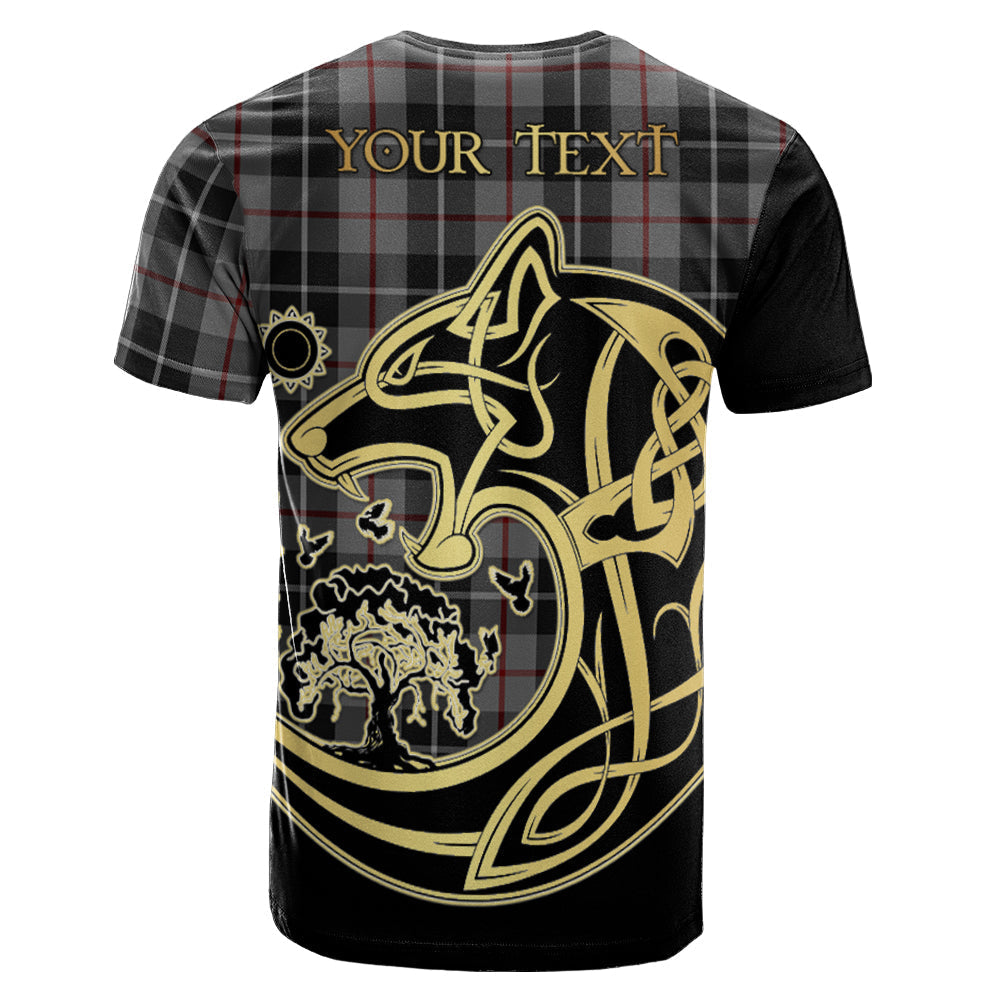 Printivon Thompson Grey Crest Celtic Wolf Tartan T Shirt Custom Your Text