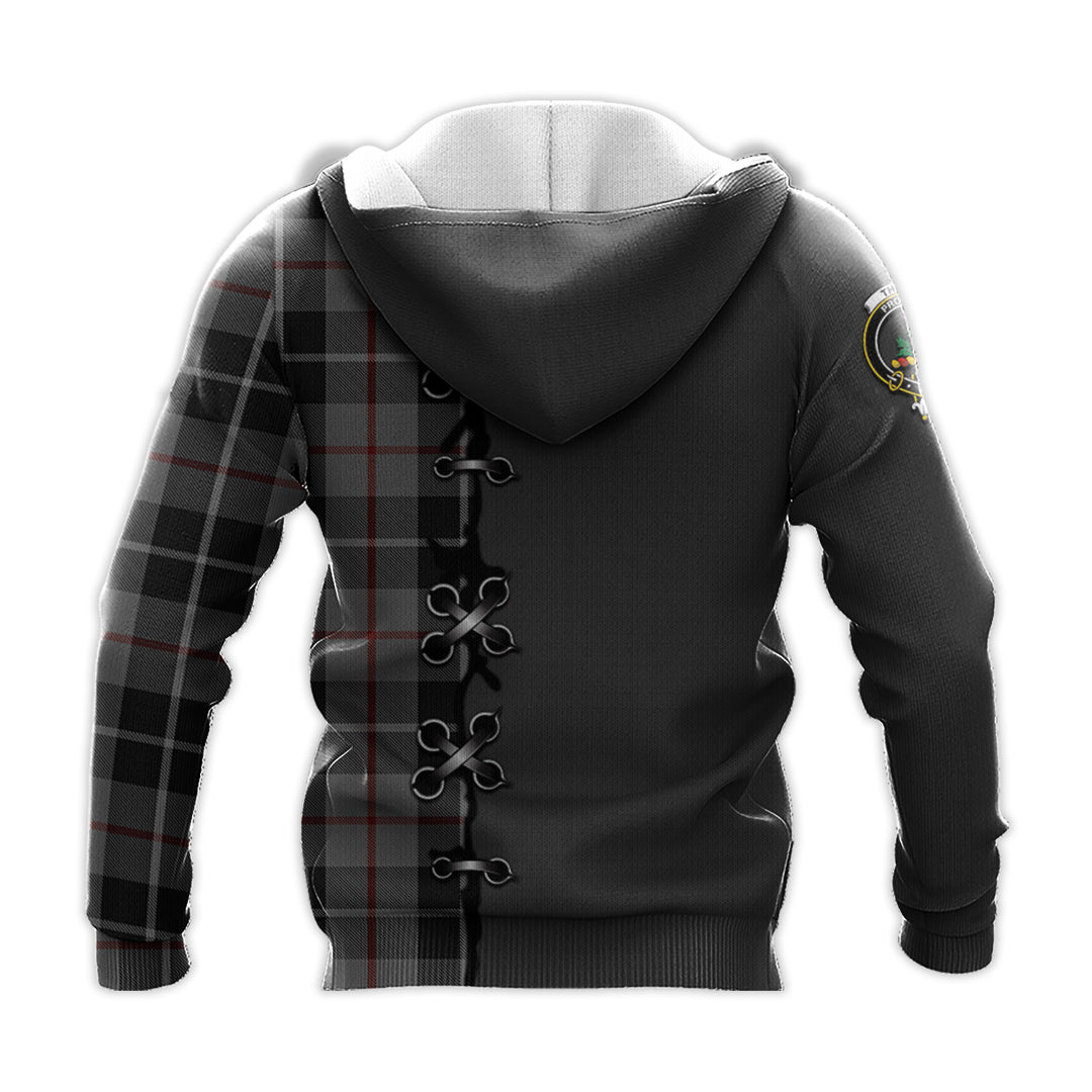 Printivon Thompson Grey Tartan Hoodie Lion Rampant And Celtic Thistle Style