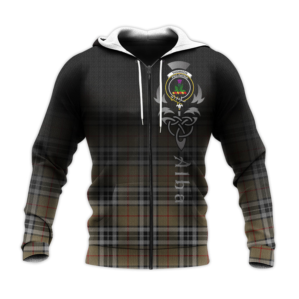 Printivon Thomson Camel Tartan Crest Alba Celtic Hoodie