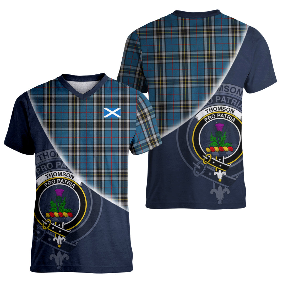 Printivon Thomson Dress Blue Tartan Scottish Crest T Shirt
