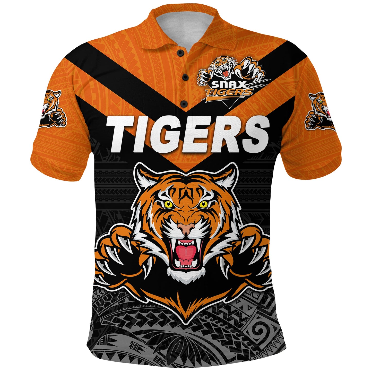 Custom Personalised Papua New Guinea Lae Snax Tigers Polo Shirt Rugby Original Style - Black
