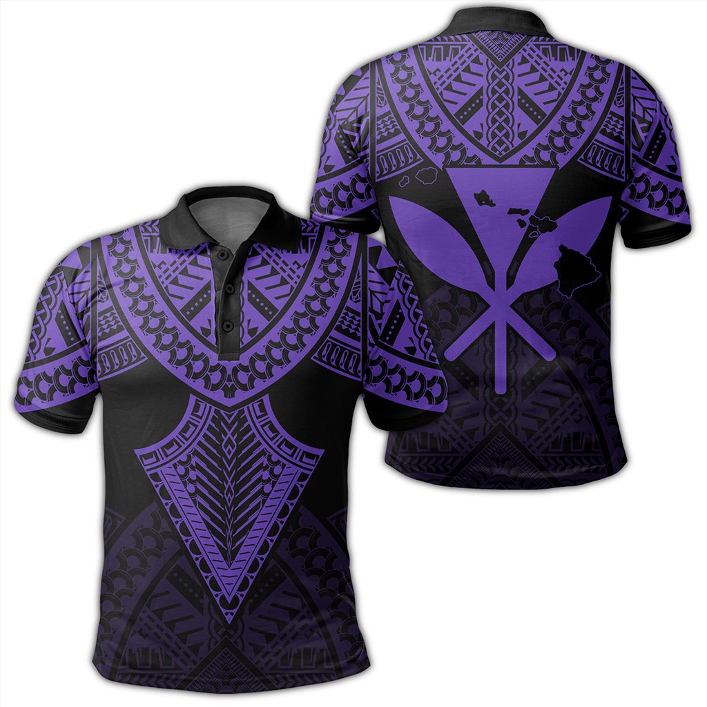 Hawaii Polynesian Limited Polo Shirt - Tab Style Purple - AH