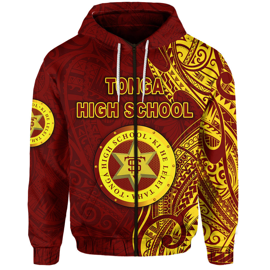 Custom Text Tonga High School Zip Hoodie Personalised Simple Vibes Maroon Tonga Hoodie