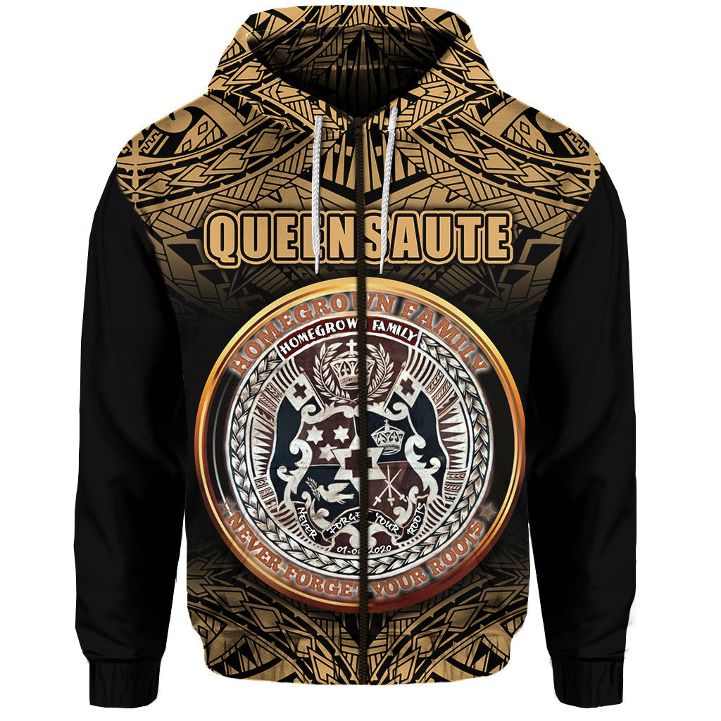 Queensaute Tonga All Over Zip Up Hoodie Gold Fog