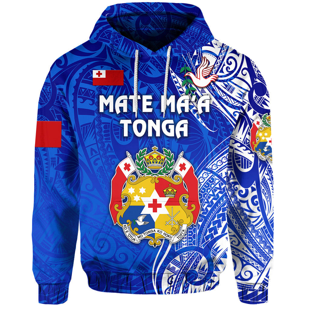 ( Personalised) Tonga Coat Of Arms Hoodie Simple Vibes Blue, Text And Number
