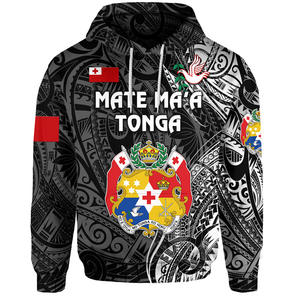 Tonga Coat Of Arms Hoodie Simple Vibes Black