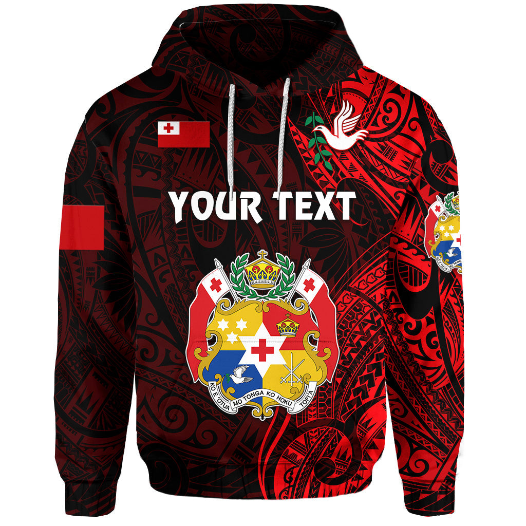 ( Personalised) Tonga Coat Of Arms Hoodie Simple Vibes Red