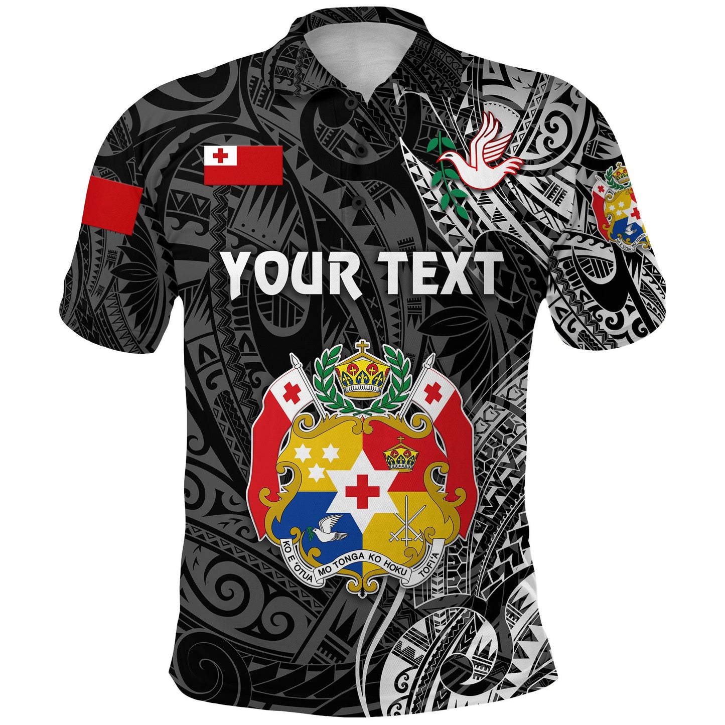 Custom Personalised Tonga Coat Of Arms Polo Shirt Simple Vibes - Black