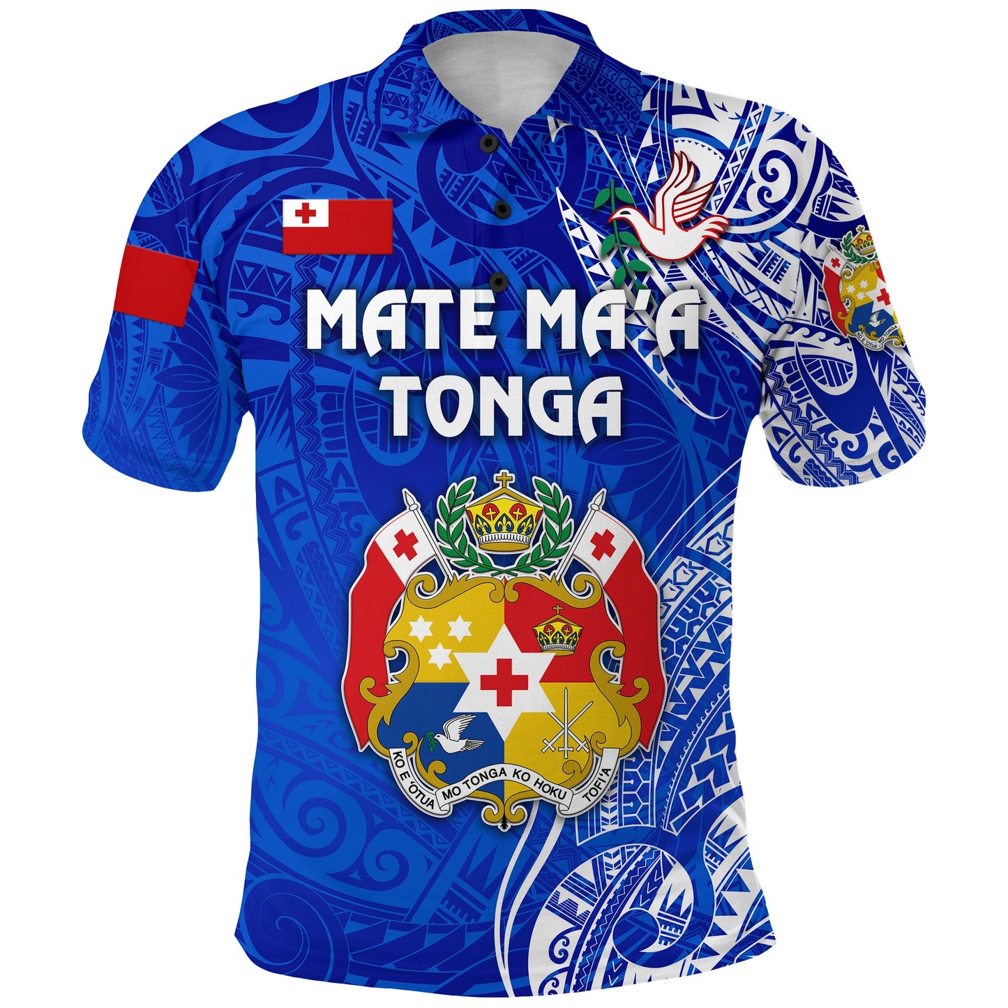 Custom Personalised Tonga Coat Of Arms Polo Shirt Simple Vibes - Blue, Custom Text And Number