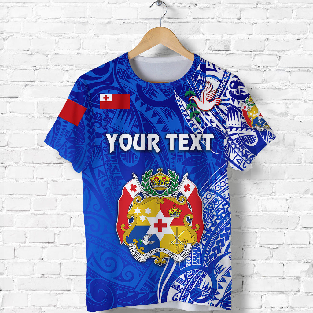 Custom Personalised Tonga Coat Of Arms T Shirt Simple Vibes - Blue
