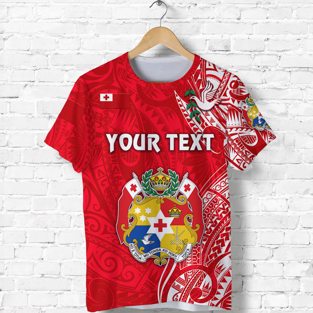 Custom Personalised Tonga Coat Of Arms T Shirt Simple Vibes - Bright Red