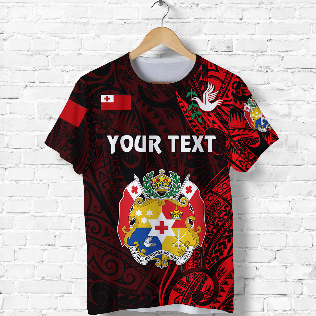 Custom Personalised Tonga Coat Of Arms T Shirt Simple Vibes - Red