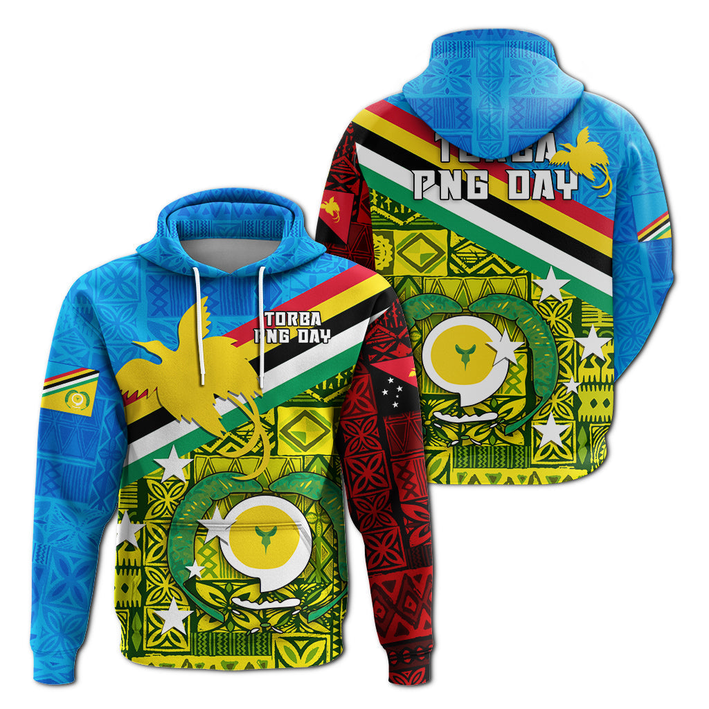 Torba PNG Day Hoodie Vanuatu and Papua New Guinea Combine Flag Design
