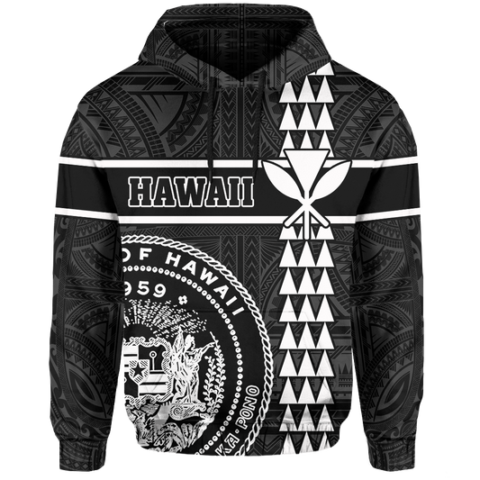 Polynesian Kakau Kanaka Seal Of Hawaii Hoodie White