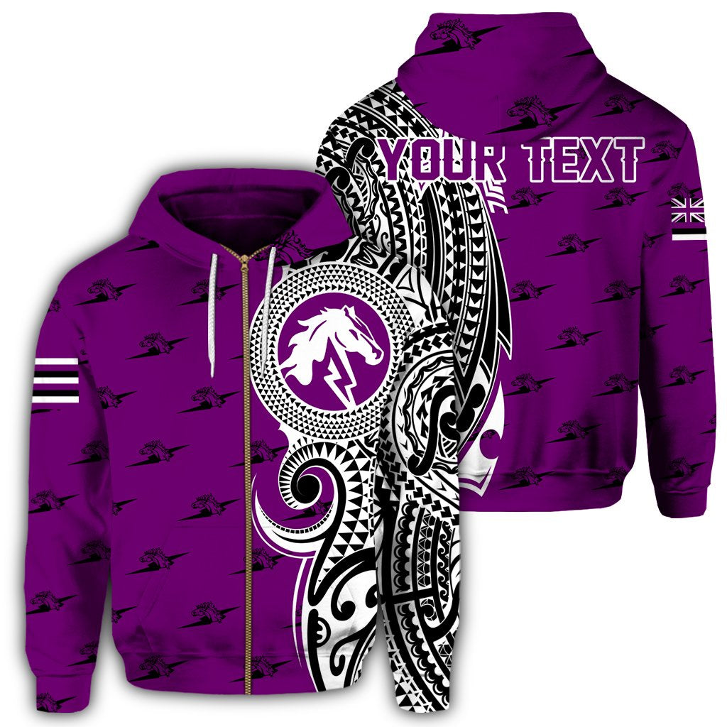 Personalized Hawaii Hoodie Pearl City High Tribal Kakau Zip Hoodie AH