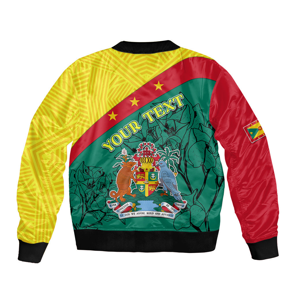Custom Grenada Bomber Jacket Coat Of Arms With Bougainvillea Flowers
