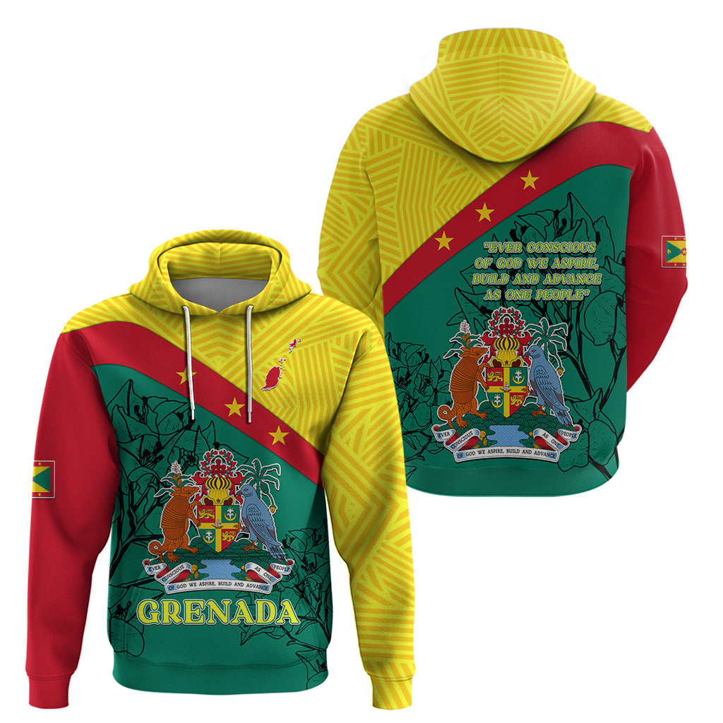 Grenada Hoodie Coat Of Arms With Bougainvillea Flowers