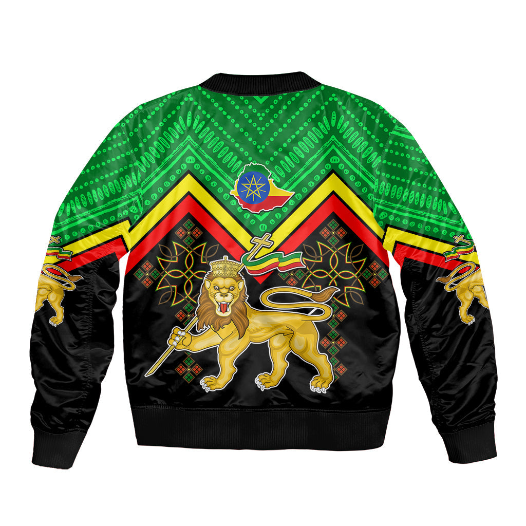 Ethiopia Bomber Jacket Coat Of Arms With Hand Drawn Pattern Ts06