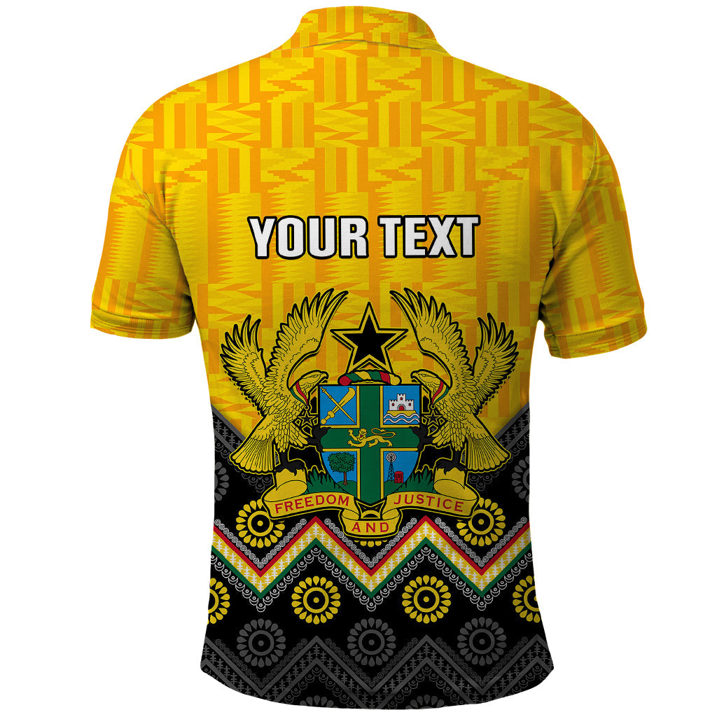 Personalised Ghana Polo Shirt Kente Pattern And Adinkra Pattern Mix Coat Of Arms