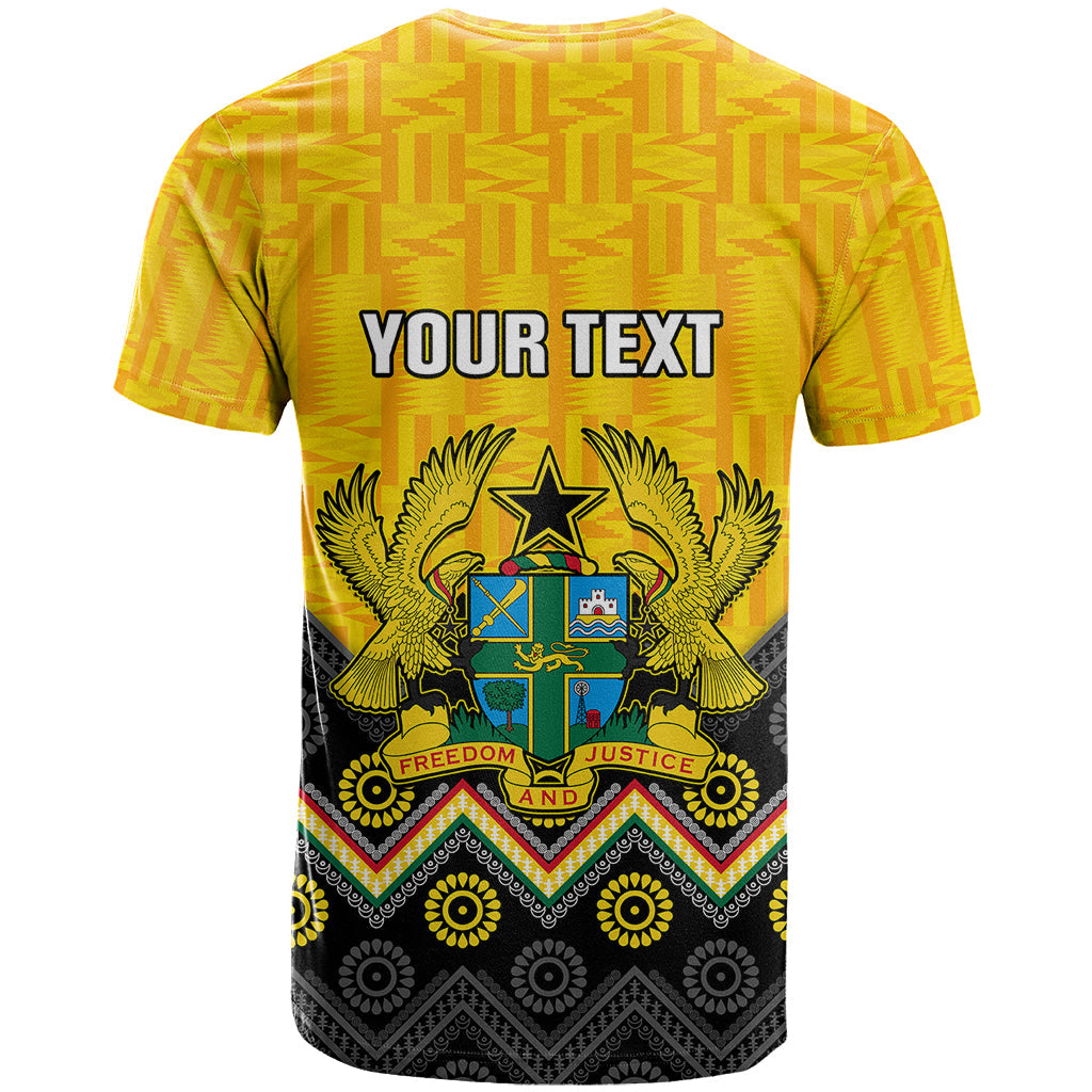 Personalised Ghana T Shirt Kente Pattern And Adinkra Pattern Mix Coat Of Arms