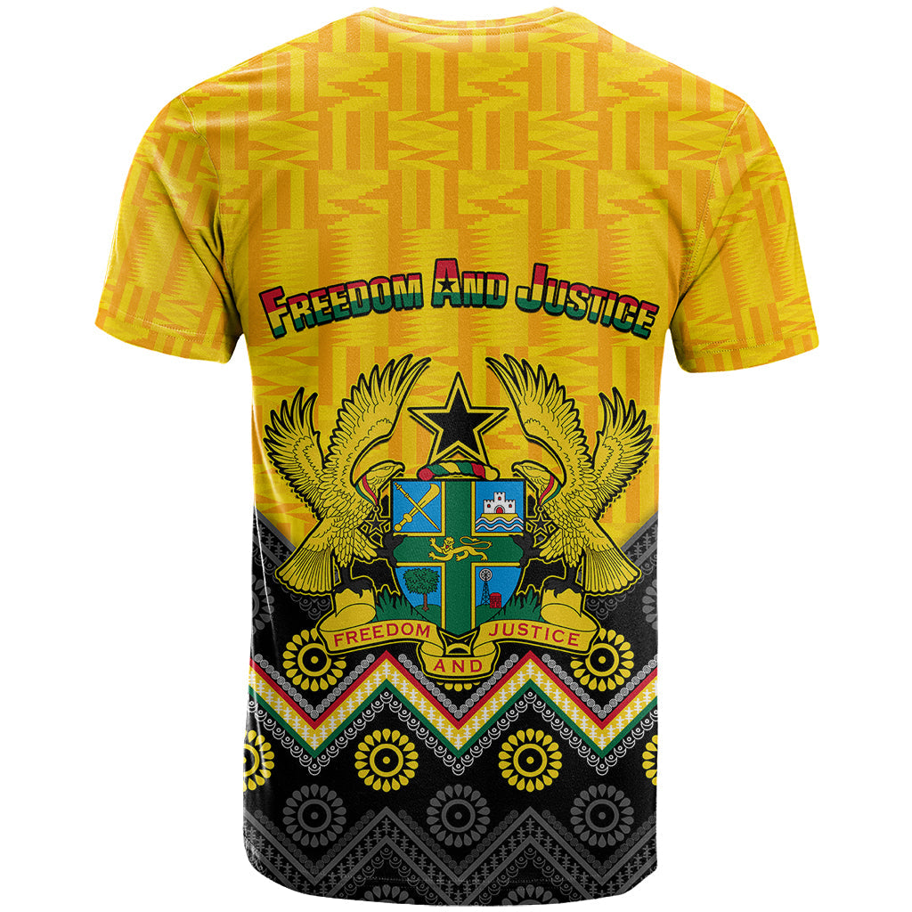 Ghana T Shirt Kente Pattern And Adinkra Pattern Mix Coat Of Arms