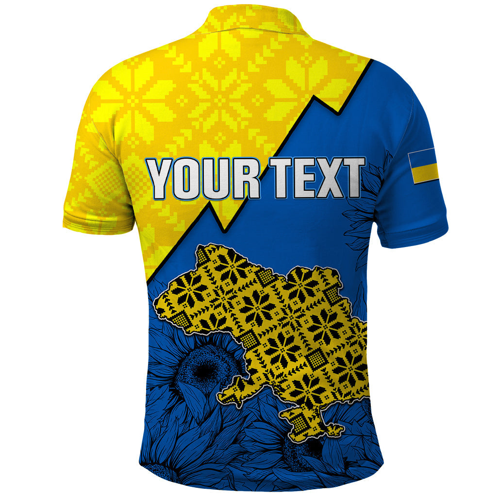 Personalised Ukraine Polo Shirt Sunflower With Ukraine Folk Patterns TS06