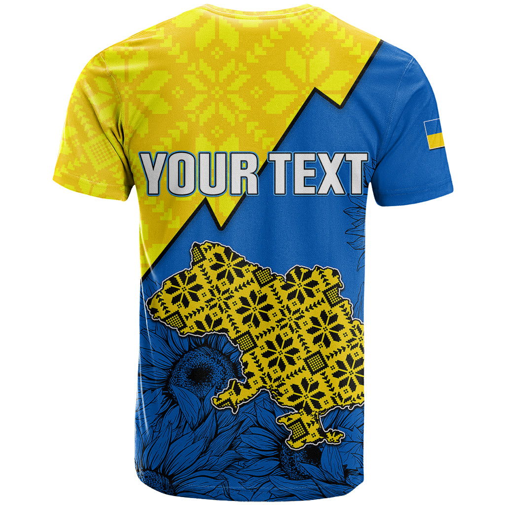 Personalised Ukraine T Shirt Sunflower With Ukraine Folk Patterns TS06