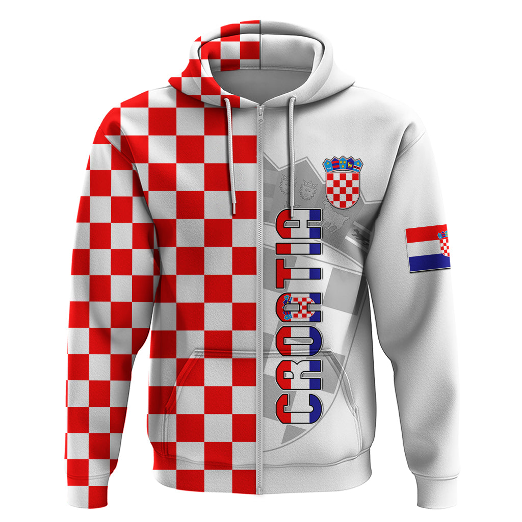 Personalised Croatia Hoodie Chessboard Mix Coat Of Arms