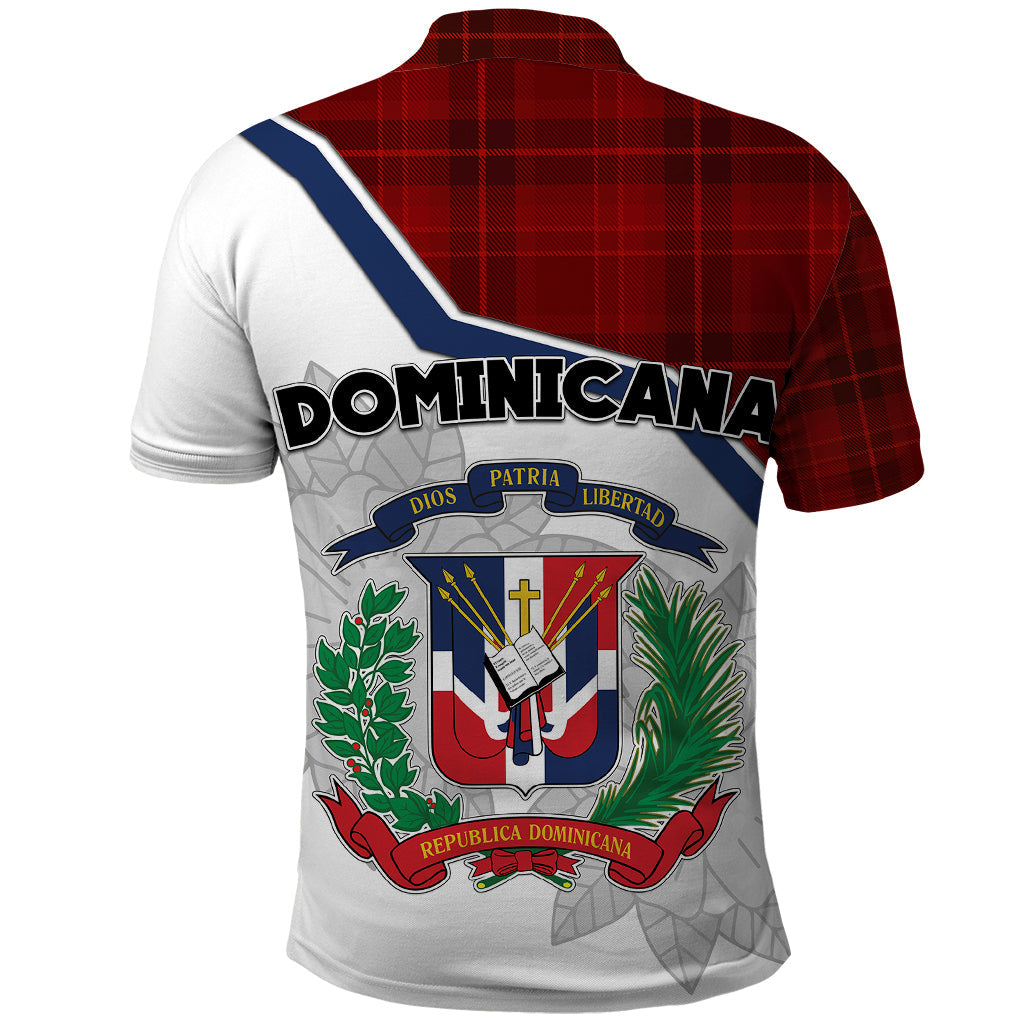 Dominican Republic Polo Shirt Dominicana Plaid Pattern Mix Coat Of Arms TS06