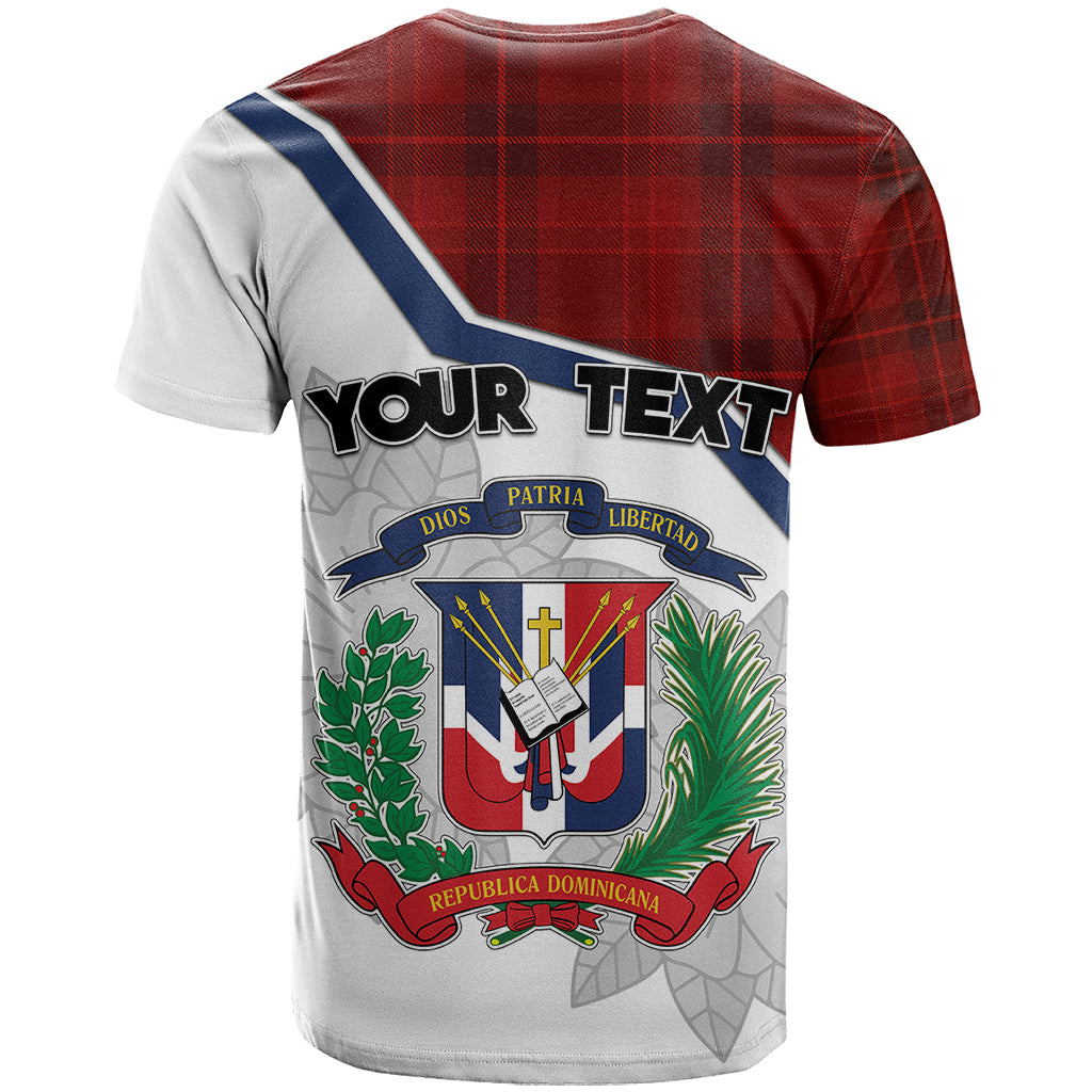 Personlised Dominican Republic T Shirt Dominicana Plaid Pattern Mix Coat Of Arms TS06